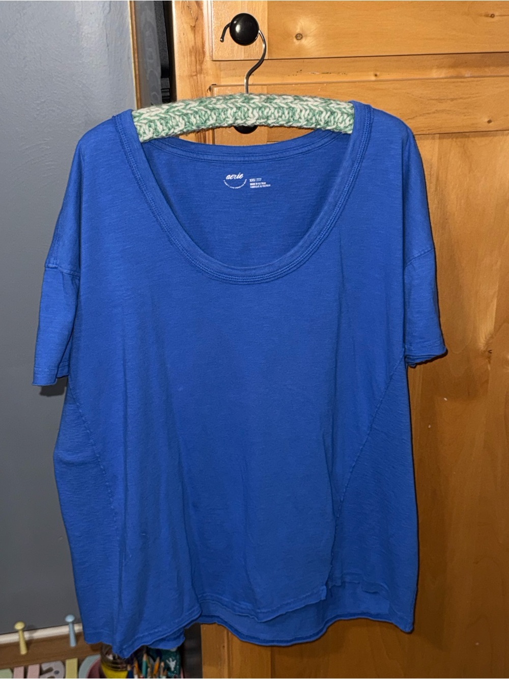 aerie Scoop Neck Short Sleeve Tee in Blue